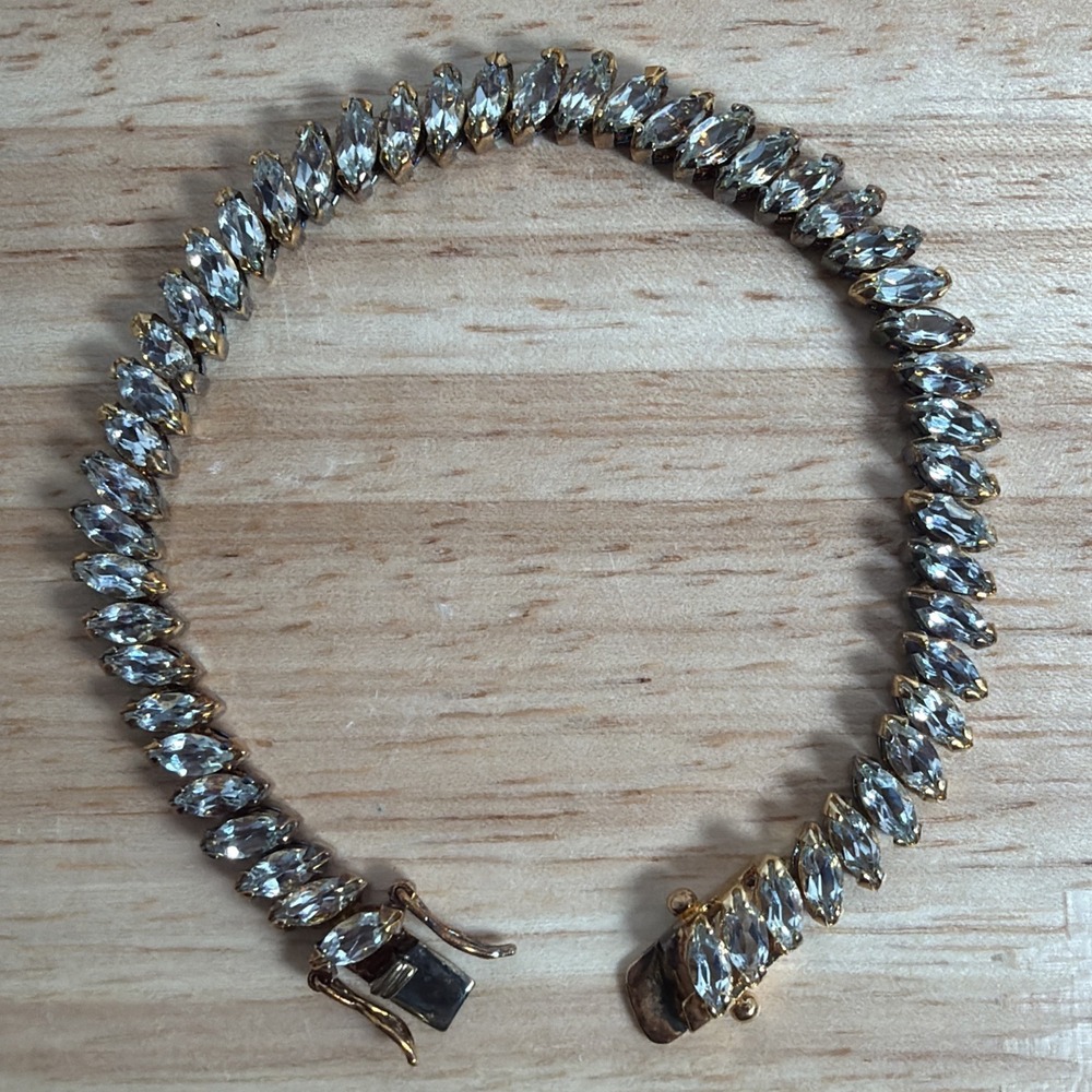 DBJ 925 Gold Vermeil Over Sterling Silver Tennis Bracelet Gold Toned Vintage